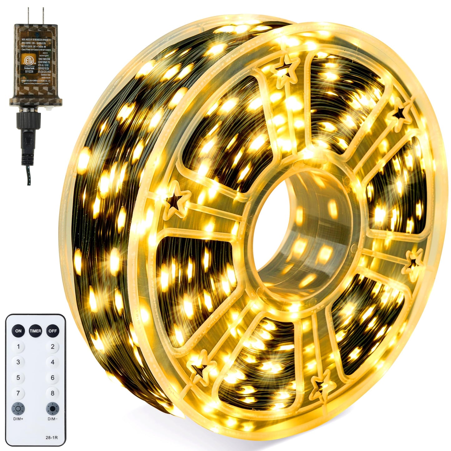 Joiedomi 1200 LED Christmas Lights Outdoor,394 FT Warm White Christmas Tree Lights with 8 Modes Timer, PVC Green Wire String Lights with Reel for Indoor Outdoor Holiday Xmas Eve Night Decorations