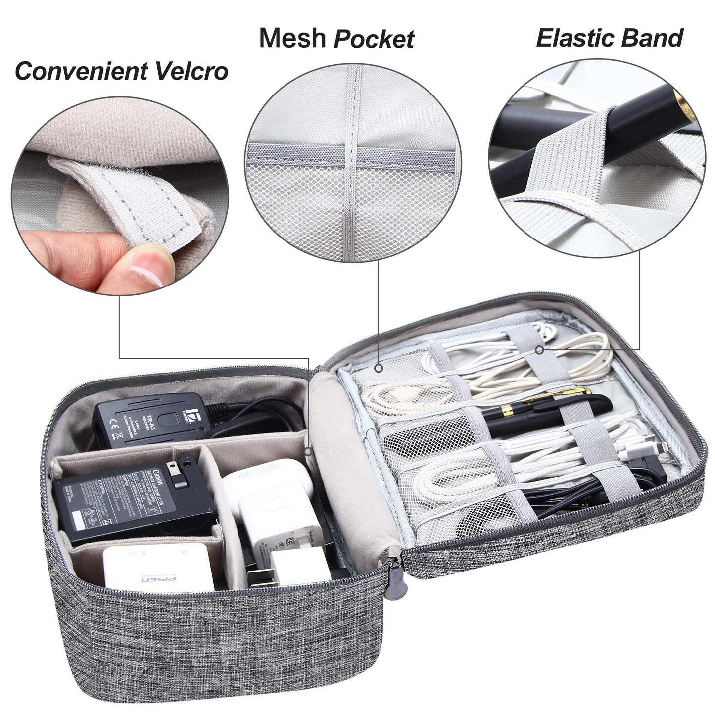 Electronics Organizer Travel Universal Cable Organizer Bag Waterproof Electronics Accessories Storage Cases for Cable, Charger, Phone, USB, SD Card, Hard Drives, Power Bank, Cords