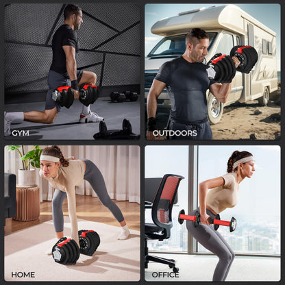 Yaheetech Adjustable Dumbbell Set 28/40/52.5/90LBS Adjustable Dumbbells Fast Adjust Dumbbell Weight Set with Anti-Slip Handle and Tray for Men/Women Home Gym Strength Training Equipment Single/Pair