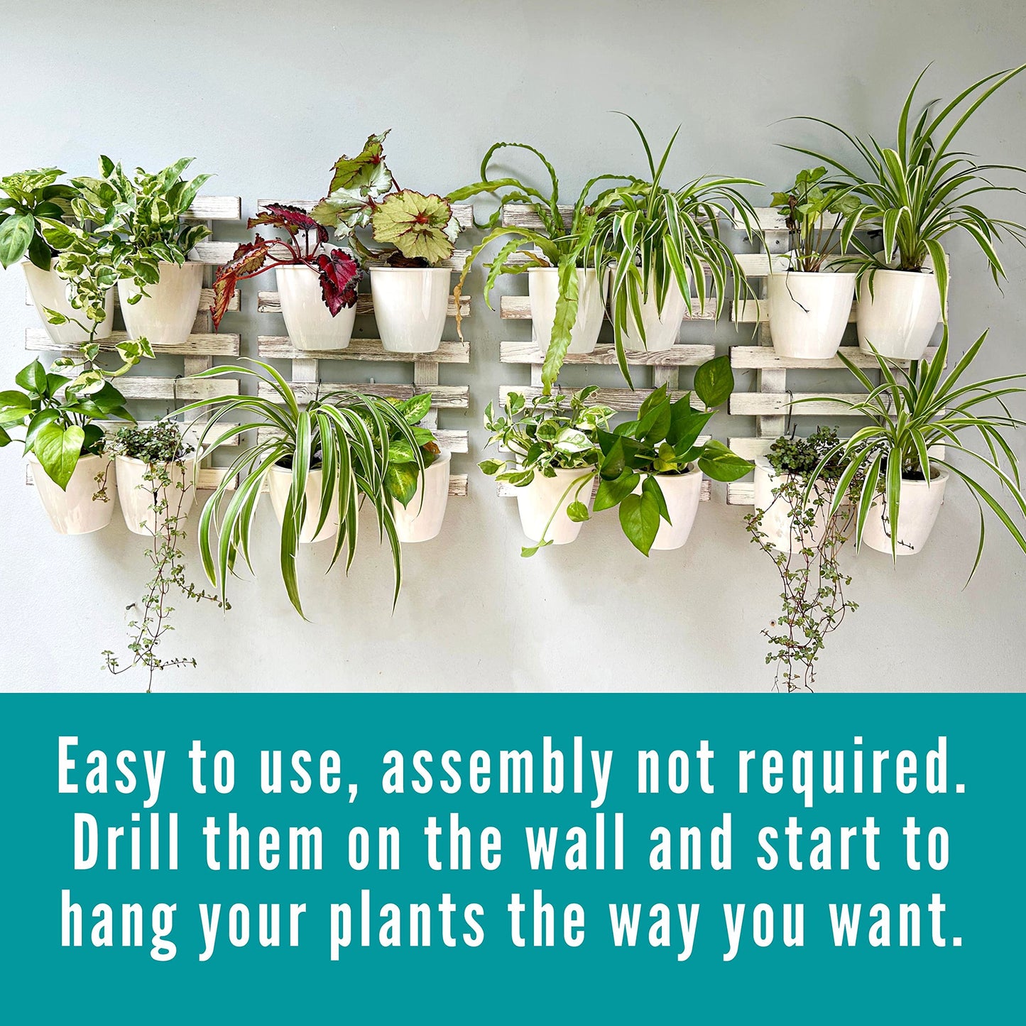 ShopLaLa Wooden Wall Hanging Planter - 2 Pack Wall Plants Holder for Flower Pot Indoor Outdoor Large Rustic White Wood Vertical Herb Garden System Boho Countryside Theme Decor 47.2" (120cm)