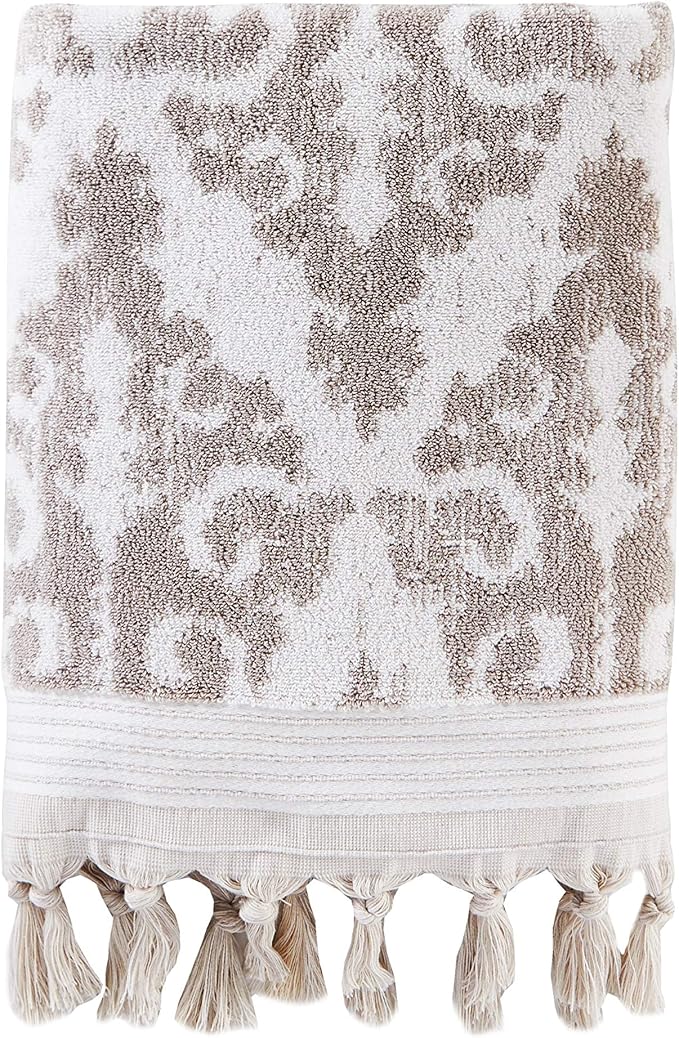 SKL Home Mirage Fringe 100% Turkish Cotton Bath Towel, Taupe 54.00" x 28.00"