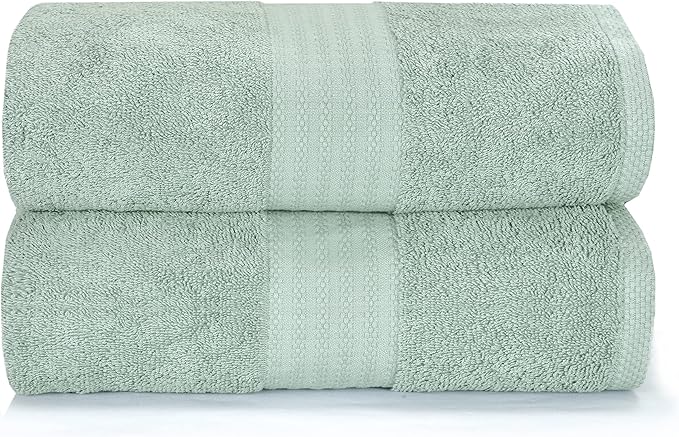 GLAMBURG Premium Cotton Oversized 2 Pack Bath Sheet 35x70-100% Pure Cotton