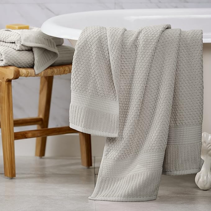 NY Loft 100% Cotton Bath Towel Set of 4 | Grey Towels | Oeko-TEX® Standard 100