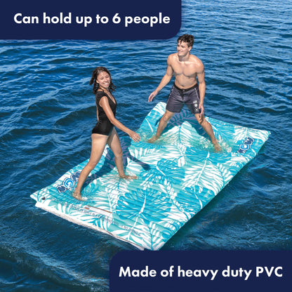 Wow Sports Inflatable Water Walkway Mat - Palm Leaf - 10 x 6 ft - Connects to Boats & Other Mats - for Kids & Adults