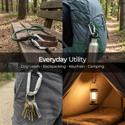 3inch Auto Locking Carabiner Clips Heavy Duty, 12KN /2697lbs Lightweight keychain carabiners, Sturdy Twist Lock Caribeeners for Camping Hiking Hammock Swing Backpack, dog leash and Harness etc, Sliver