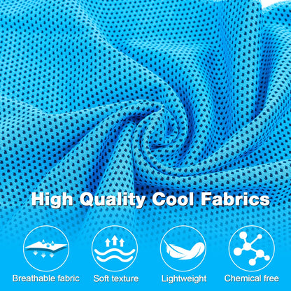MENOLY 6 Pack Cooling Towels, 40"x12" Cooling Towels for Neck and Face with Breathable Carrying Bags,Soft Microfiber Instant Cooling Rags, Gym Workout Sweat Towel for Sports, Yoga, Camping, Running