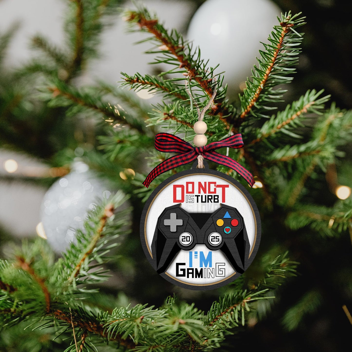 TUMSHANIP Video Game Ornaments - Gaming Ornaments for Christmas Tree - Gamer Video Game Christmas Ornament for Teen Boys, Men - Gamer Gifts for Men - Wood Gaming Ornament 2025