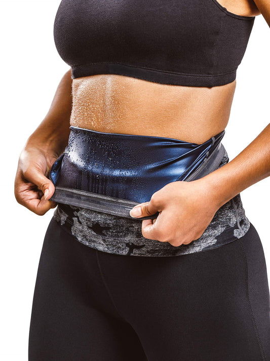 Sweat Shaper Waist Trimmer for Women, Waist Trainer Sauna Belt, Neoprene-free Waist Cincher, Sauna Slimming Belt (Grey Camo, 2X-Large)