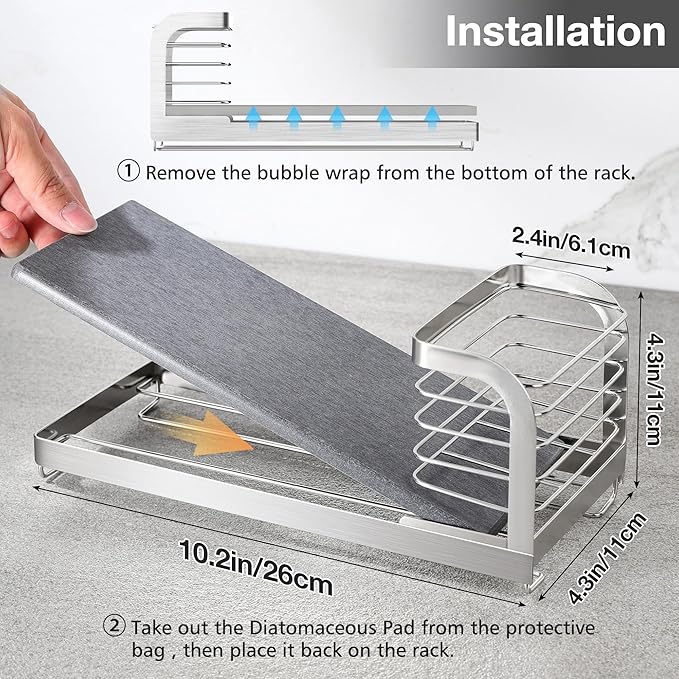 Wipe-Free Sink Organizer with Drying Stone, Instant Dry Sink Caddy Organizers