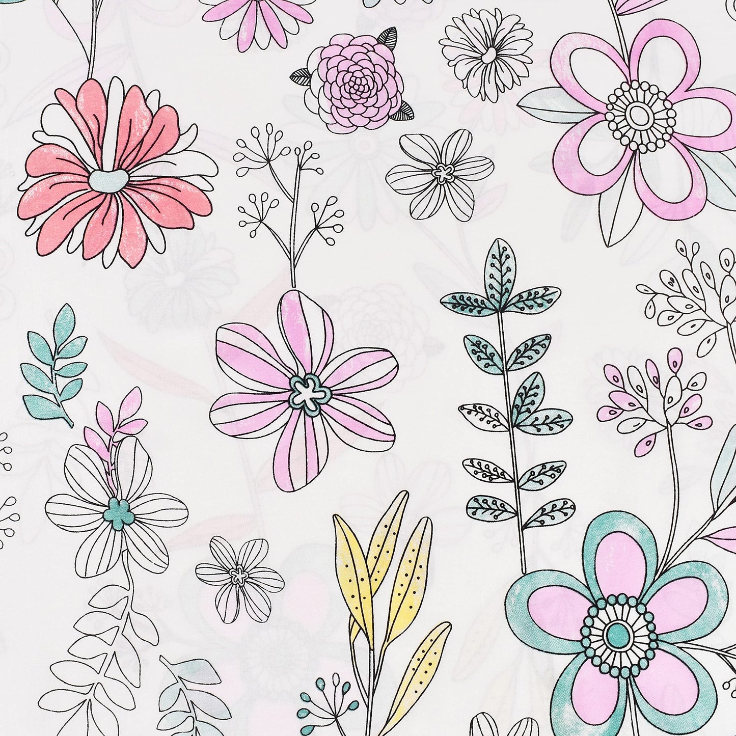 J-pinno Painting Flower Plant Cute Cozy Fun Full Sheet Set for Kids Girls Children 100% Cotton Flat Sheet + Fitted Sheet + Pillowcase Bedding Set (Flower, Full)