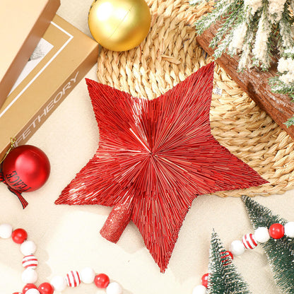 Threehoney 8.3 Inches Christmas Star Tree Topper Glitter Mini Sisal Star for Christmas Small Xmas Tree Top Decoration Ornament for Home Xmas Holiday Gift Decor(Red)