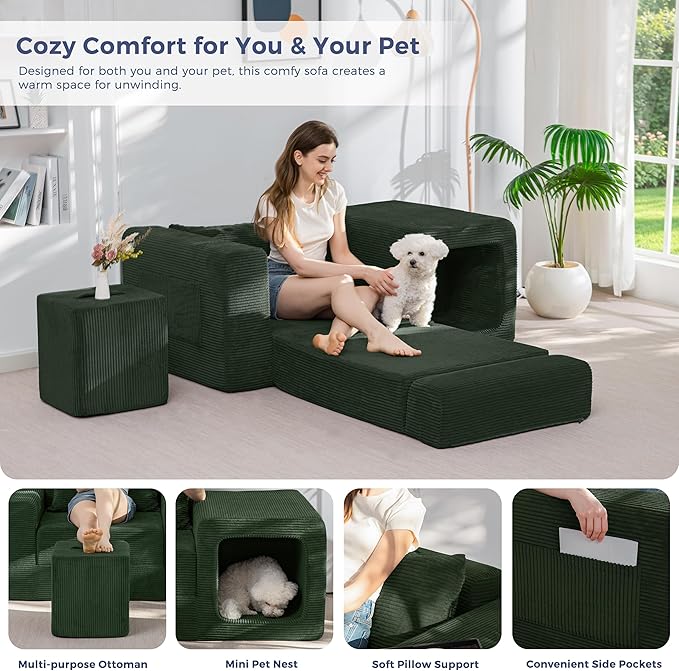 MAXYOYO Folding Sofa Couch, Convertible Floor Sofa