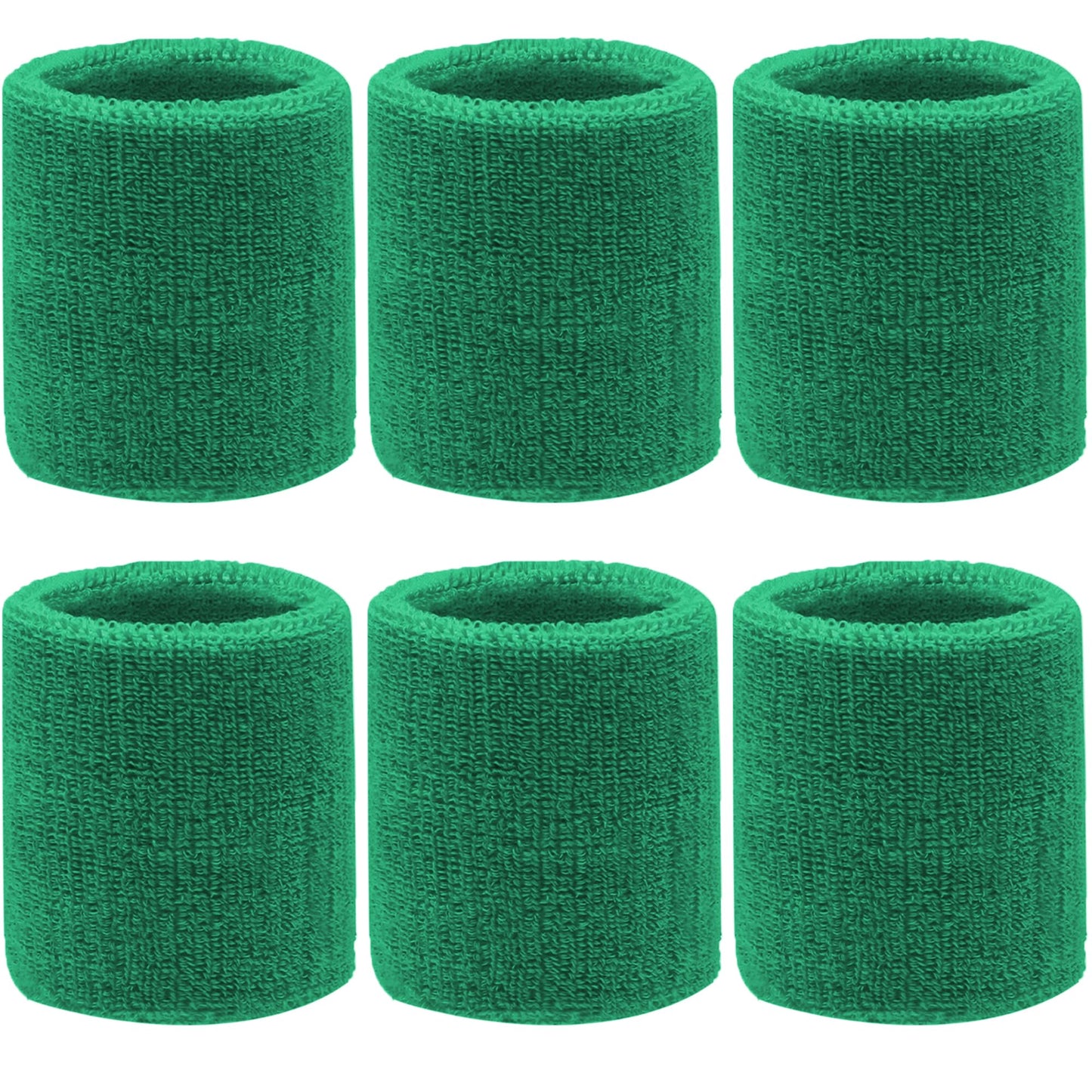 4.3 Inch Sports Wrist Sweatbands for Men Women, Absorbent Wrist Sweat Bands Tennis Wristbands Athletic Cotton Terry Cloth Sweatband for Basketball,Pickleball,Running,Gym,Work Out (6 Pack) -Dark Green