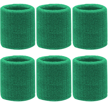 4.3 Inch Sports Wrist Sweatbands for Men Women, Absorbent Wrist Sweat Bands Tennis Wristbands Athletic Cotton Terry Cloth Sweatband for Basketball,Pickleball,Running,Gym,Work Out (6 Pack) -Dark Green