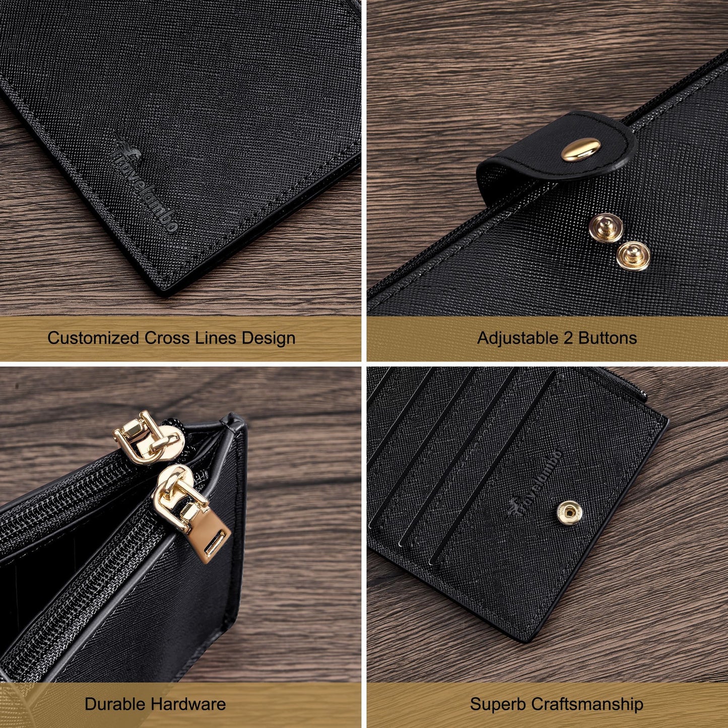 Travelambo RFID Wallet Women Large Size Bifold Multi Card Wallet Case with Zipper Pocke Credit Card Holder for Women