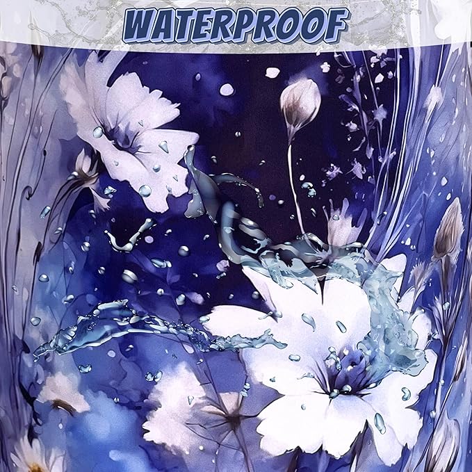 Blue Daisy Flower Laundry Basket Foldable Oxford Cloth Watercolor Floral