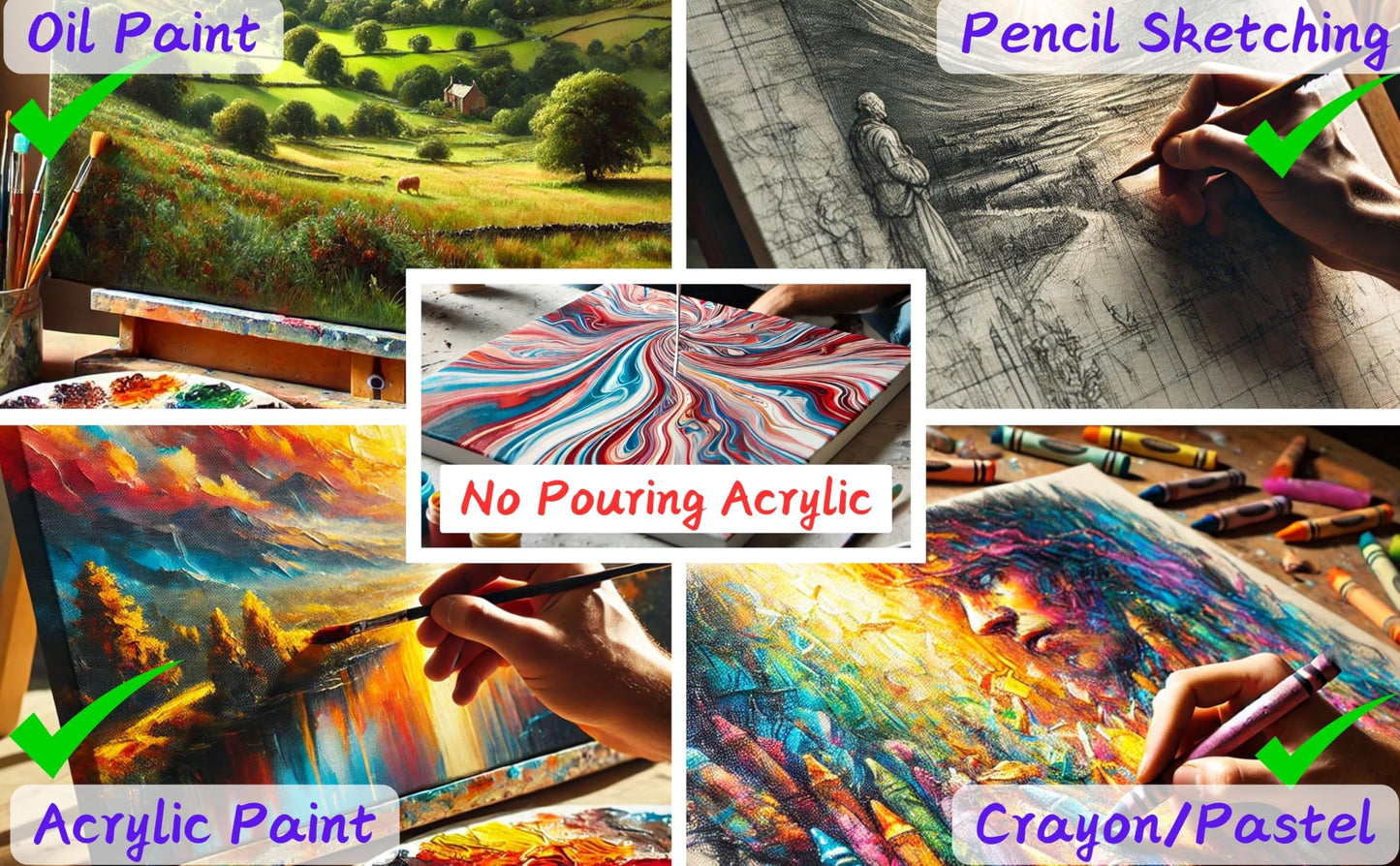 Exerz 30x40cm Canvas Panels 3mm 6pcs 280gsm 100% Cotton/Blank Artist Canvas Board/Triple Primed/Acid Free/Medium Grain - Oil & Acrylic Painting for Artists (30x40 cm - 6pcs), E5310-3040-6PK