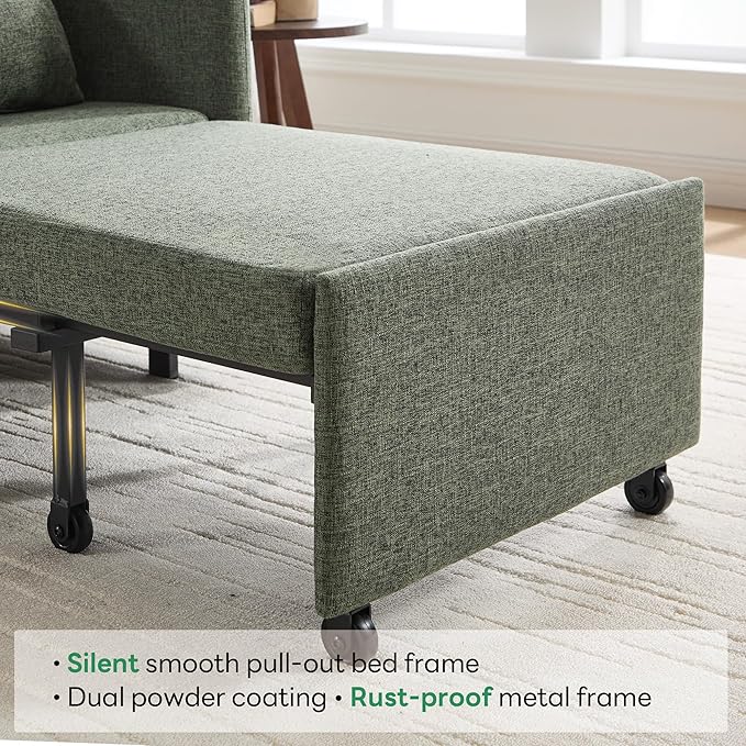 Iroomy 5-Level Adjustable Convertible Sleeper Chair, 3-in-1 Pull Out Sofa Bed