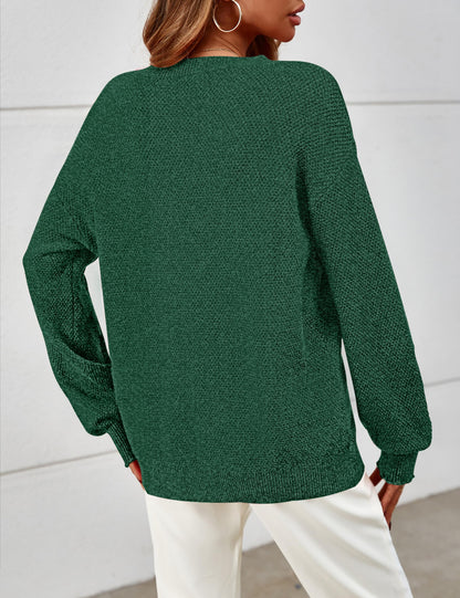 MEROKEETY Women's 2025 Fall Winter Oversized Pullover Sweater Trendy Crew Neck Long Sleeve Heathered Knit Jumper Tops