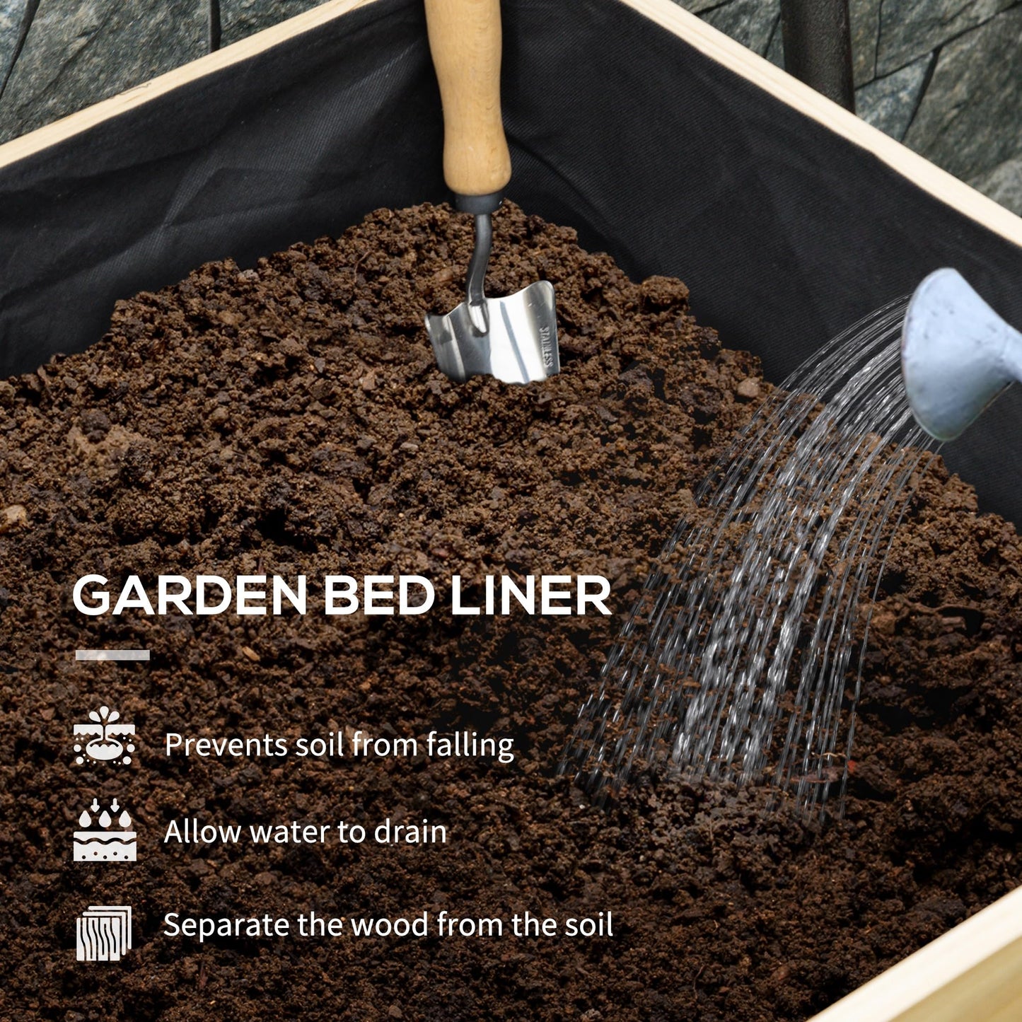 Outsunny Raised Garden Bed with Plastic Greenhouse Cover and Bed Liner, Outdoor Elevated Wood Planter Box for Herbs and Vegetables, Use for Patio, Backyard, Balcony, 45 x 24 x 65 inch, Natural