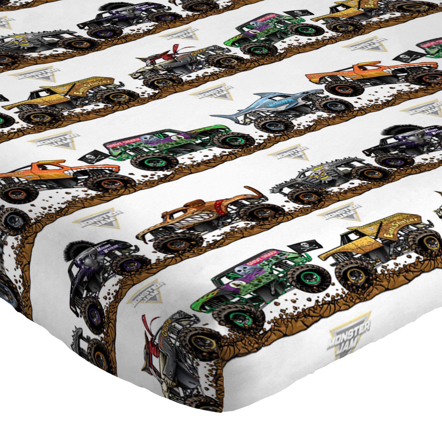 Jay Franco Kids Sheet Set with Fitted, Flat Sheets & Pillow Cover - Ultra-Soft Bedding with Pillowcase for Room Decor, Multi - Monster Jam, 4 Piece Full