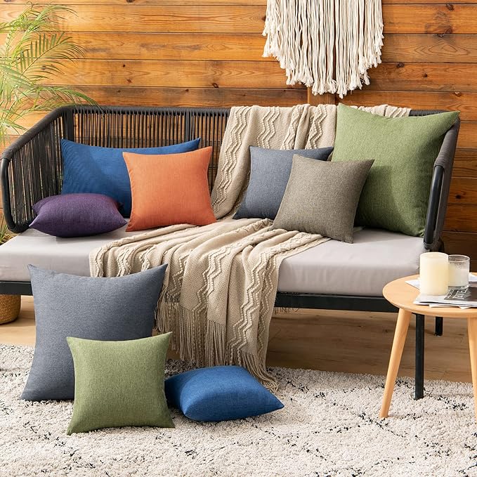 MIULEE Pack of 2 Decorative Outdoor Solid Waterproof Throw Pillow Covers Faux