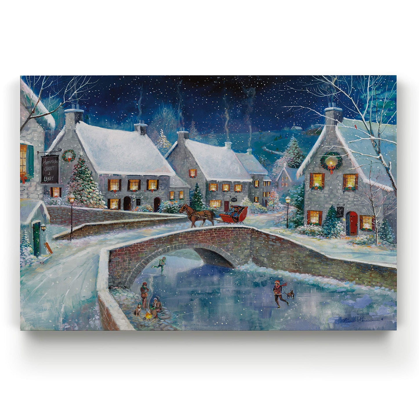 Renditions Gallery Abstract Christmas Decor for Home Snowy Warm Winter Wonderland Wall Hanging Canvas Prints for Bedroom Dining Living Room Office Home Kitchen Wall Decor - 32"X48" LT18