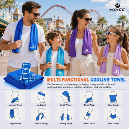 YQXCC 4 Pack Cooling Towels 40"x12", Microfiber Ice Towels for Neck & Face, Soft Breathable Cool Rags for Gym Yoga Golf Running Camping Hot Weather