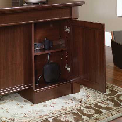 Sauder Palladia Office Desk with Drawers, Executive Desk with File Cabinet Storage, Cable Management, Keyboard Tray, in Select Cherry Finish