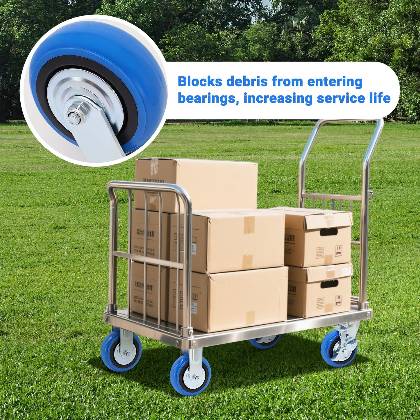 W B D WEIBIDA 6 Inch Heavy Duty Casters Set of 4, Smooth Rolling Caster Design for Cart Wheels, 4500 LBS Industrial Grade Castors with Upgraded Thickened Bracket, Durable Castors (2 Brake & 2 Rigid)
