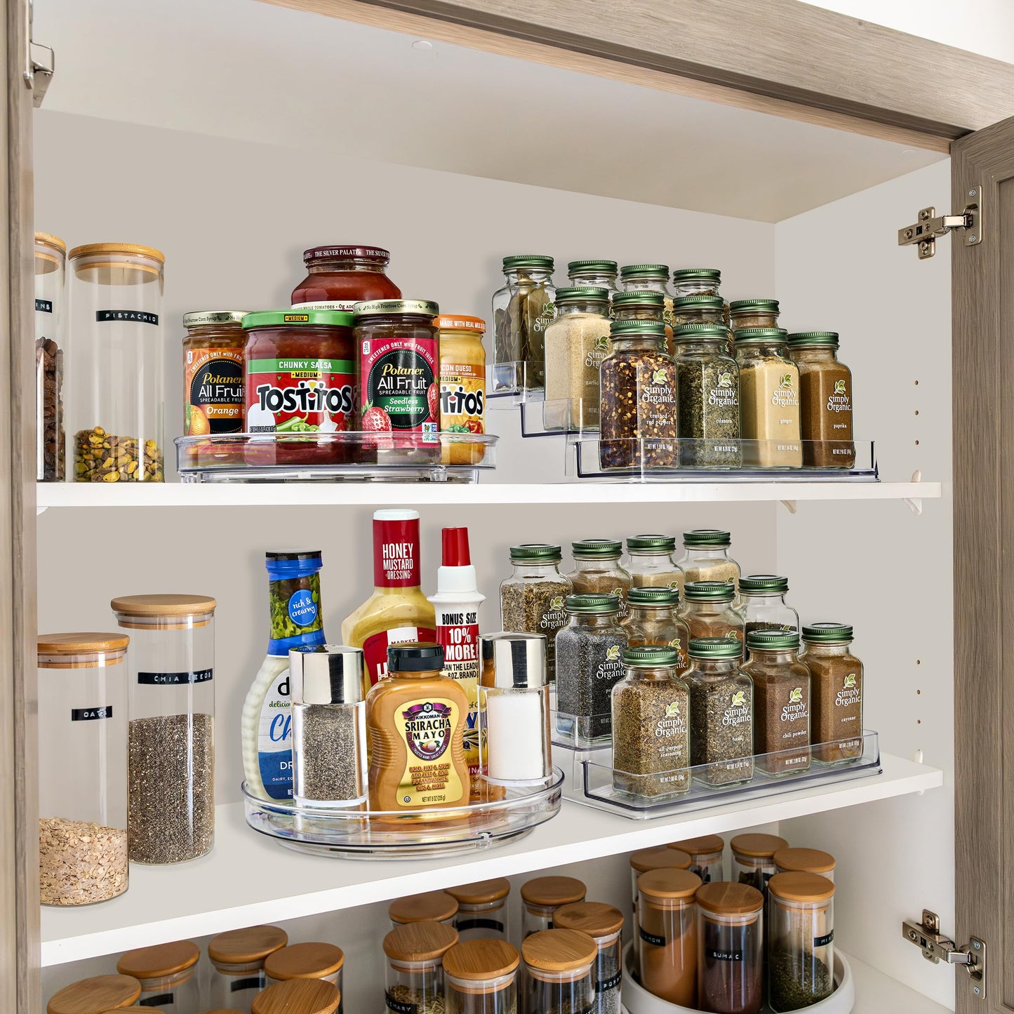 Sorbus Premium 3-Tier Spice Rack Organizer - Acrylic Spice Organization for Cabinet, Multipurpose Shelf - Durable Spice Organizer for Kitchen, Pantry, Room, Office & Countertop - 2 Pack