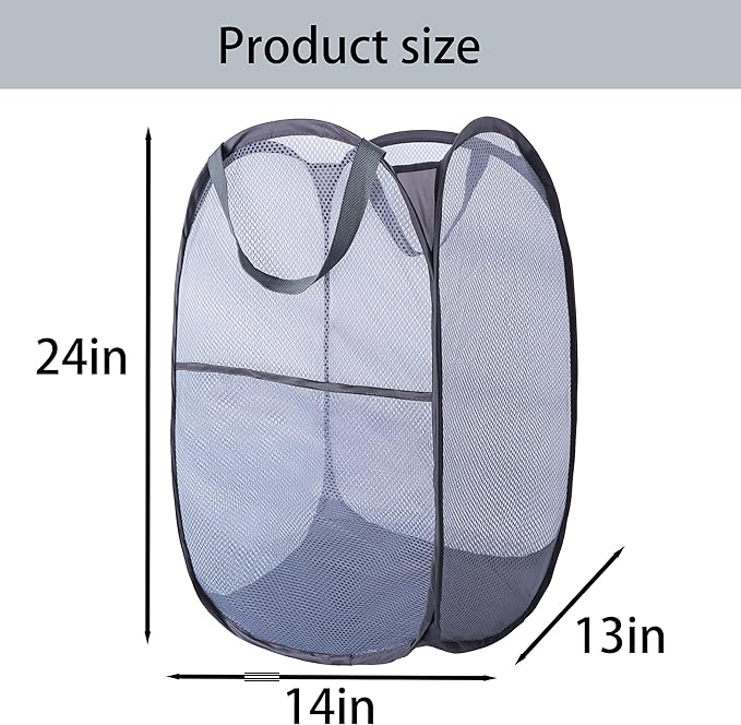 Foldable Mesh Popup Laundry Hamper, Laundry Basket Easy to Open and Fold