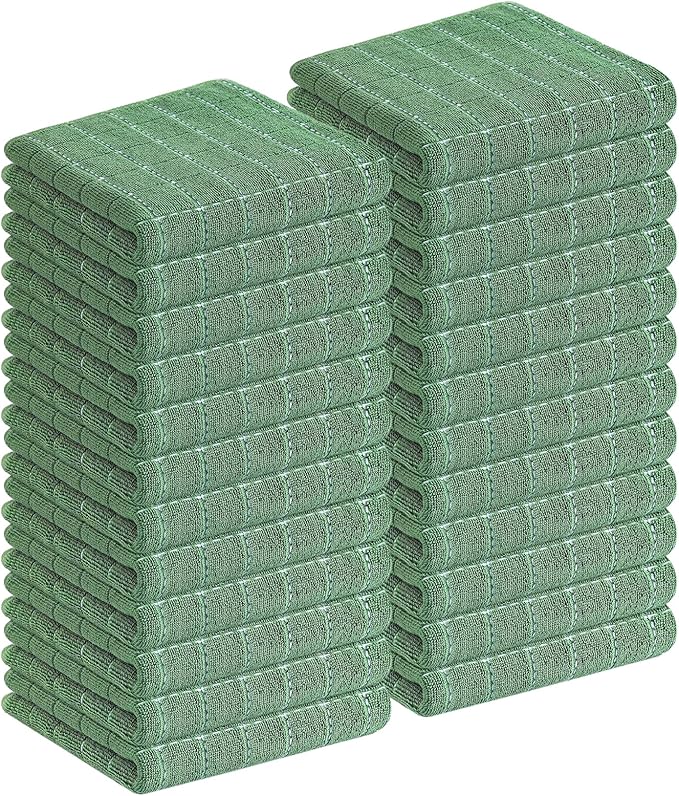Homaxy 100% Cotton Terry Kitchen Towels, Checkered Designed, Soft and Super