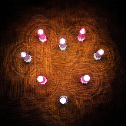 SupBri LED Candles, 4Pack Battery Operated Candles with Rose Light Halo, Romantic Flameless Pillar Candles for Valentines Halloween Decorations(Blue, D 2.5" x H 7.2")