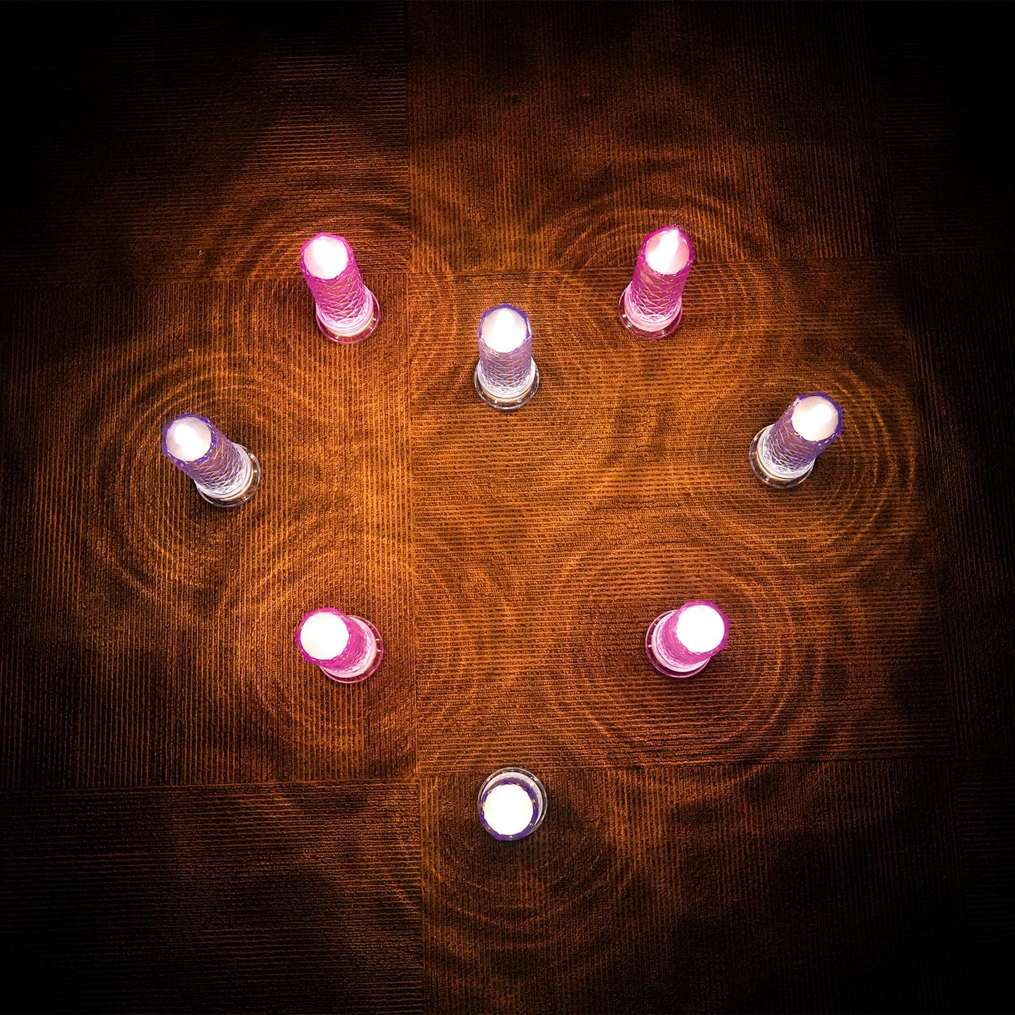SupBri LED Candles, 4Pack Battery Operated Candles with Rose Light Halo, Romantic Flameless Pillar Candles for Valentines Halloween Decorations(Blue, D 2.5" x H 7.2")