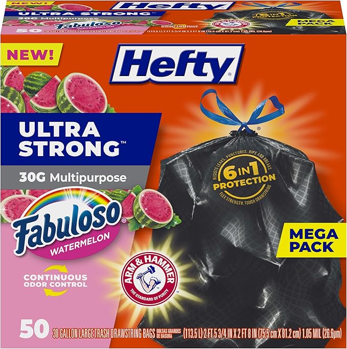 Hefty Ultra Strong 30 Gallon Trash Bags, Large Trash Bags, Break Resistant