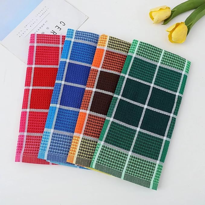 Bright Large Kitchen Towels, 16 Inch x 26 Inch Buffalo Check Dish Towels