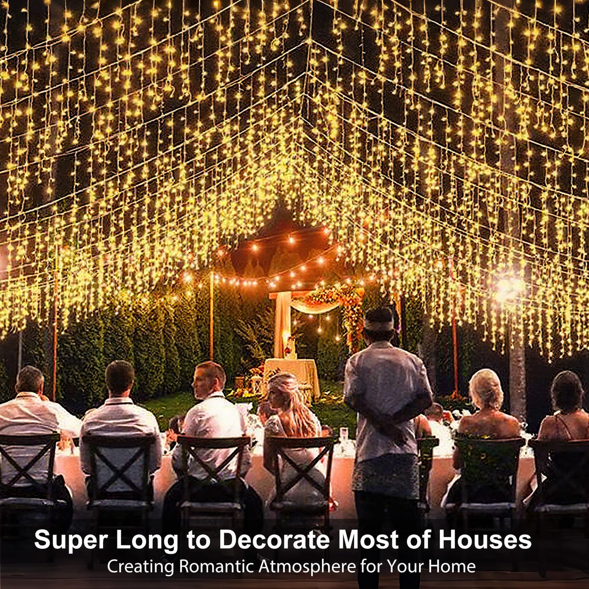 LED Icicle Lights for Outdoor Christmas Decorations,118Ft 1200 LEDs Christmas Fairy Light with Timer&Memory Function,8 Lighting Modes,Plug in hanging Curtain Lights for Xmas Party Wedding(Warm White)