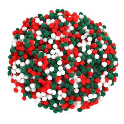 Caydo 1200 Pieces 1cm Christmas Pom Poms, Small Pompom Balls for Kids Creative Arts & Crafts Projects Making and DIY Decorations( Red, Green, White)