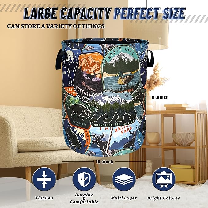 Funny Adventure Laundry Basket Oxford Cloth Bears Animals Laundry Hamper