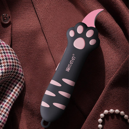 MEOWKIT Cat Paw Box Cutter Retractable with Cat Paw Handle, Multifunctional Knife Set (Black)