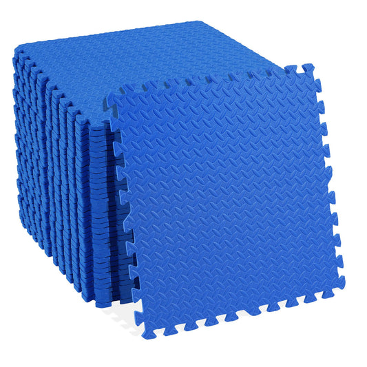 Signature Fitness Puzzle Exercise Mat with EVA Foam Interlocking Tiles, Blue, 1/2” Thick, 36 Tiles, 144 Sq Ft