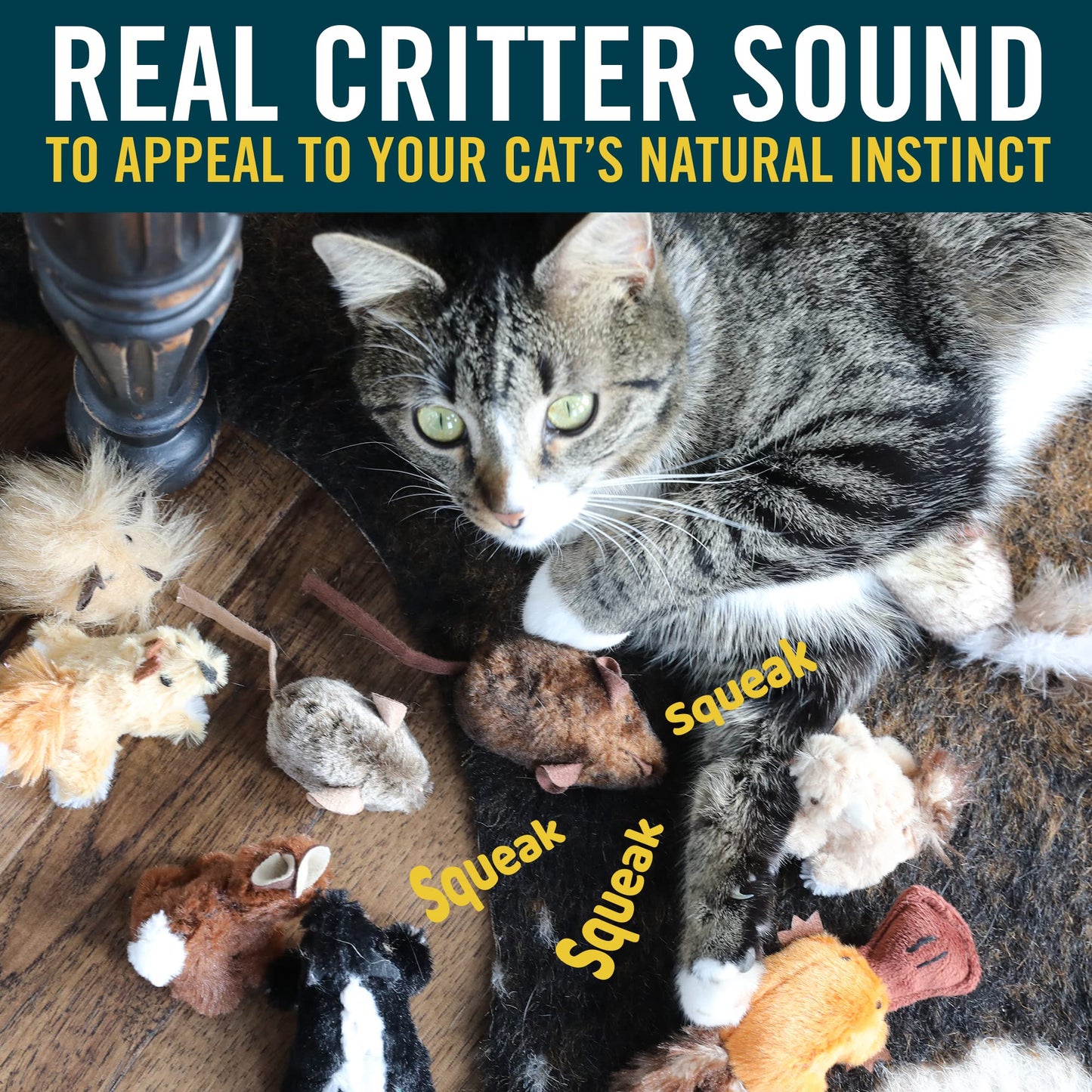 OurPets Play-N-Squeak Mouse Hunter Cat Toys (Interactive Cat Toy & Catnip Toy with Real Mouse Electronic Sound) Perfect Toys for Indoor Cats with Catnip