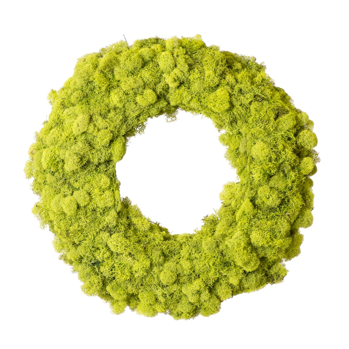 SuperMoss (25189) Lush Reindeer Moss Wreath – Handcrafted Preserved Moss Wreath for Home Décor, Indoor & Sheltered Outdoor Use, Made in USA, 12”, Chartreuse