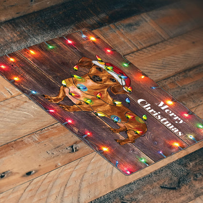Christmas Dog 12 X 8 Metal Tin Sign Décor Merry Christmas Xmas Winter Wiener Dachshund Elf Reindeer Santa Saint Nick Snow Wreath Gift MS203