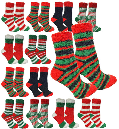 Yacht & Smith 12 Pairs Of Womens Christmas Socks, Novelty Holiday Socks, Fun Colorful Festive, Crew, Slipper Socks, 9-11