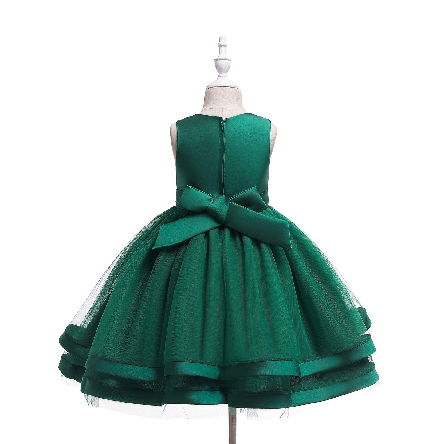 Glamulice Christmas Green Flower Girl Dress Ruffles Vintage Embroidered Lace Dresses Wedding Bridesmaid Birthday Party Gown Pageant Holiday Princess Prom Dance Kids Formal Dress Dark Green 5 6