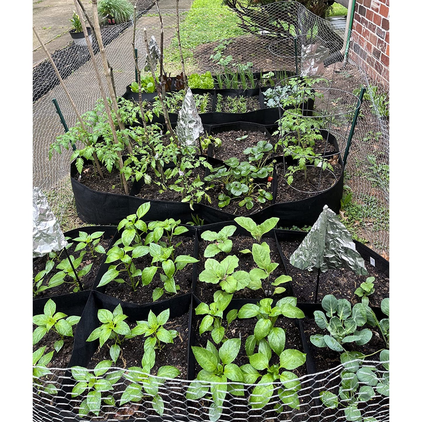 CJGQ Fabric Raised Garden Bed, 128 Gallon 8 Grids Plant Grow Bags, 3x6FT Planter Raised Beds for Growing Vegetables Potatoes Flowers, Rectangle Planting Container for Outdoor Gardening