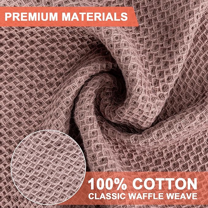 BOOMIBOO 8-Pack Kitchen Dish Cloths, 100% Cotton Waffle Weave, Ultra Soft