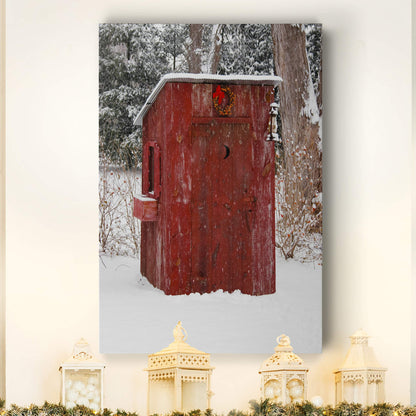 Renditions Gallery Xmas Canvas Prints for Home Decor Red Snowy Outhouse Christmas on the Farm Wall Hanging Picture & Prints for Bedroom Dining Living Room Office Home Kitchen Decor - 32"X48" LT18